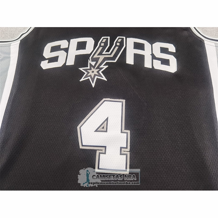 Camiseta San Antonio Spurs DeAaron Fox NO 4 Icon 2024-25 Negro